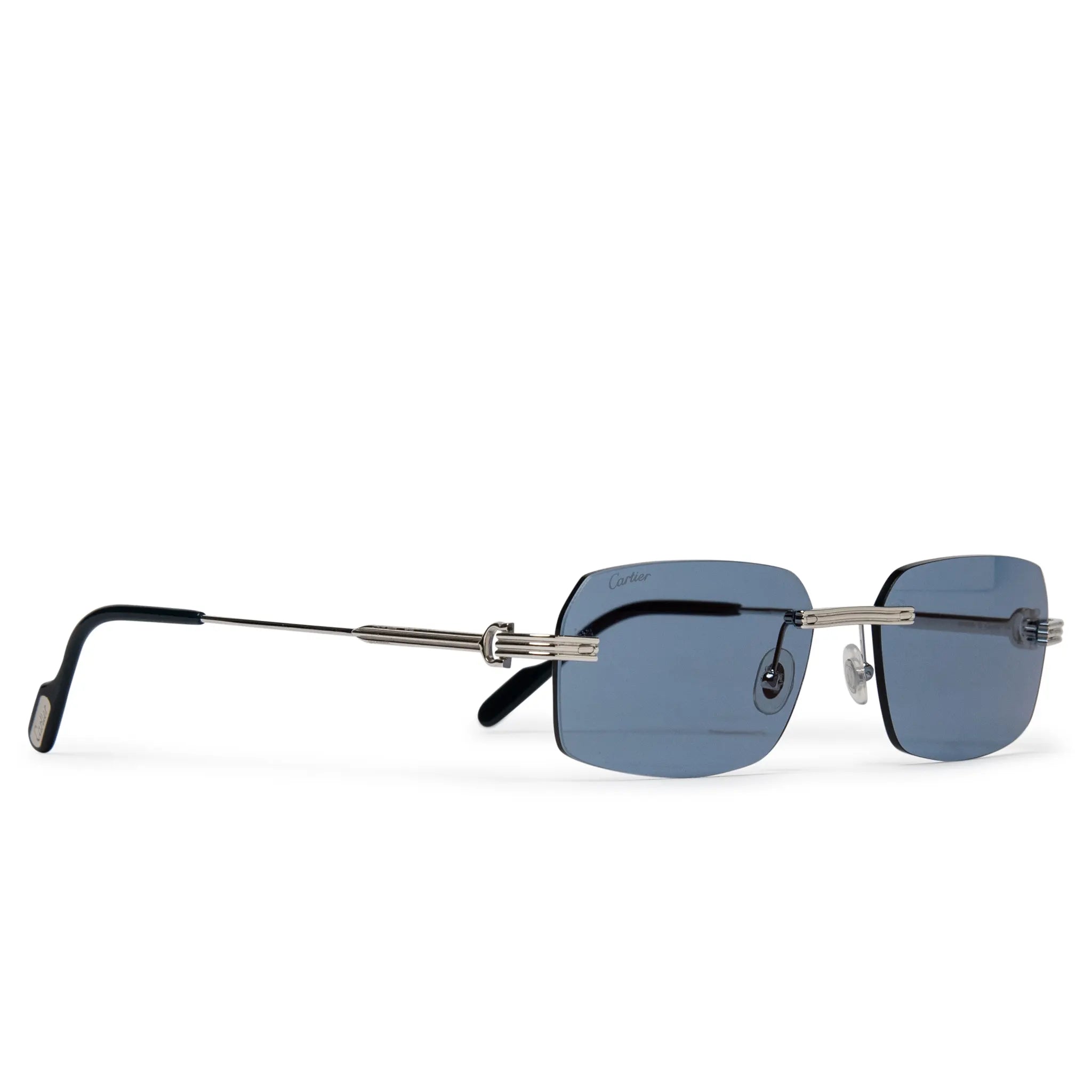 Front side view of Cartier Eyewear CT0271S-003 Silver Blue Sunglasses CT0271S-003